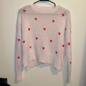 Original Jessica Simpson natural wool crochet sweater with heart details.